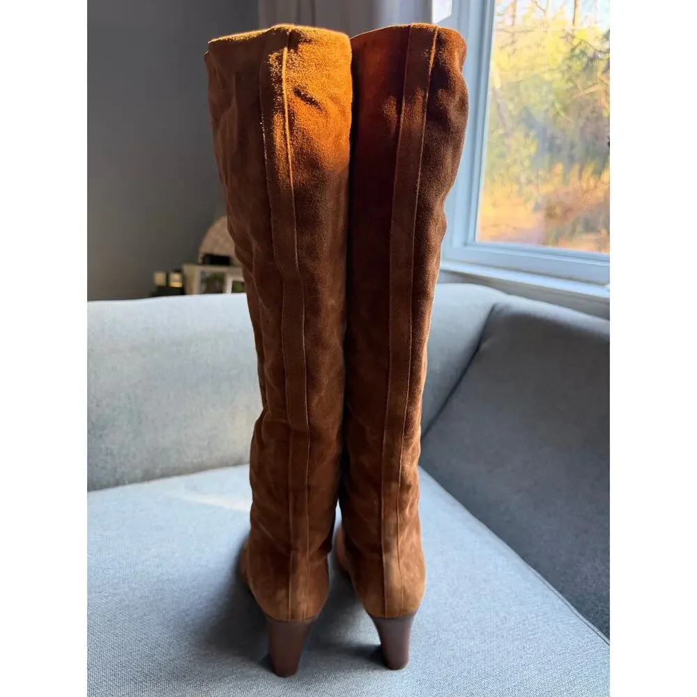 Vince Casper Knee High Pull-On Boot Tan Braow Suede Leather Women's 8